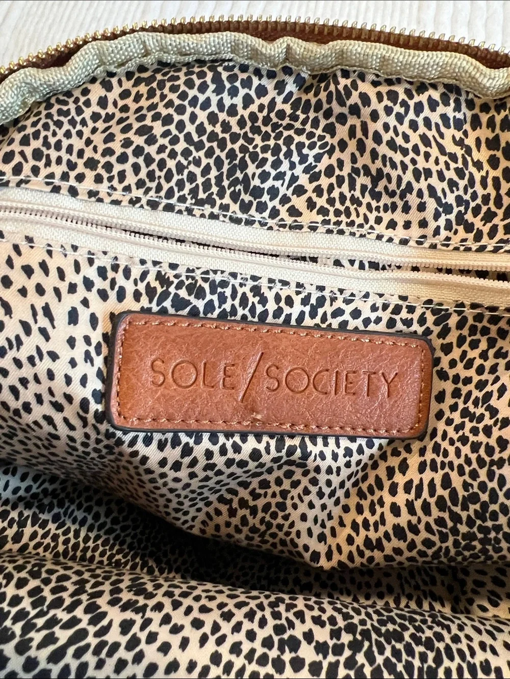 Sole Society Classic Tan Leather Backpack - Stylish Everyday Bag
